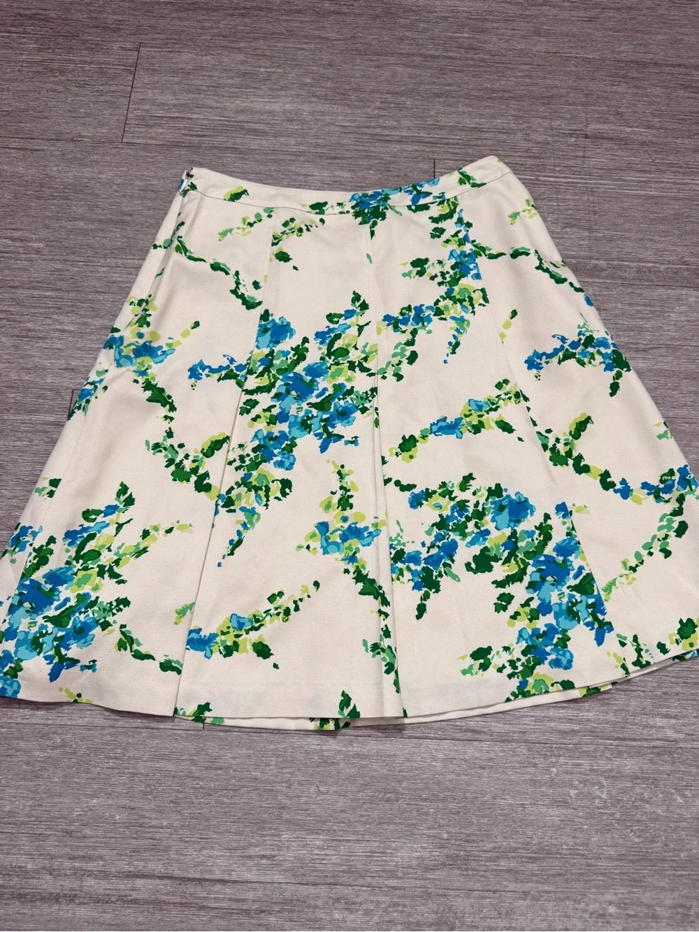 Ann‎ Taylor Petite Blue Green Floral A-Line Mini Skirt Preppy Spring 4P